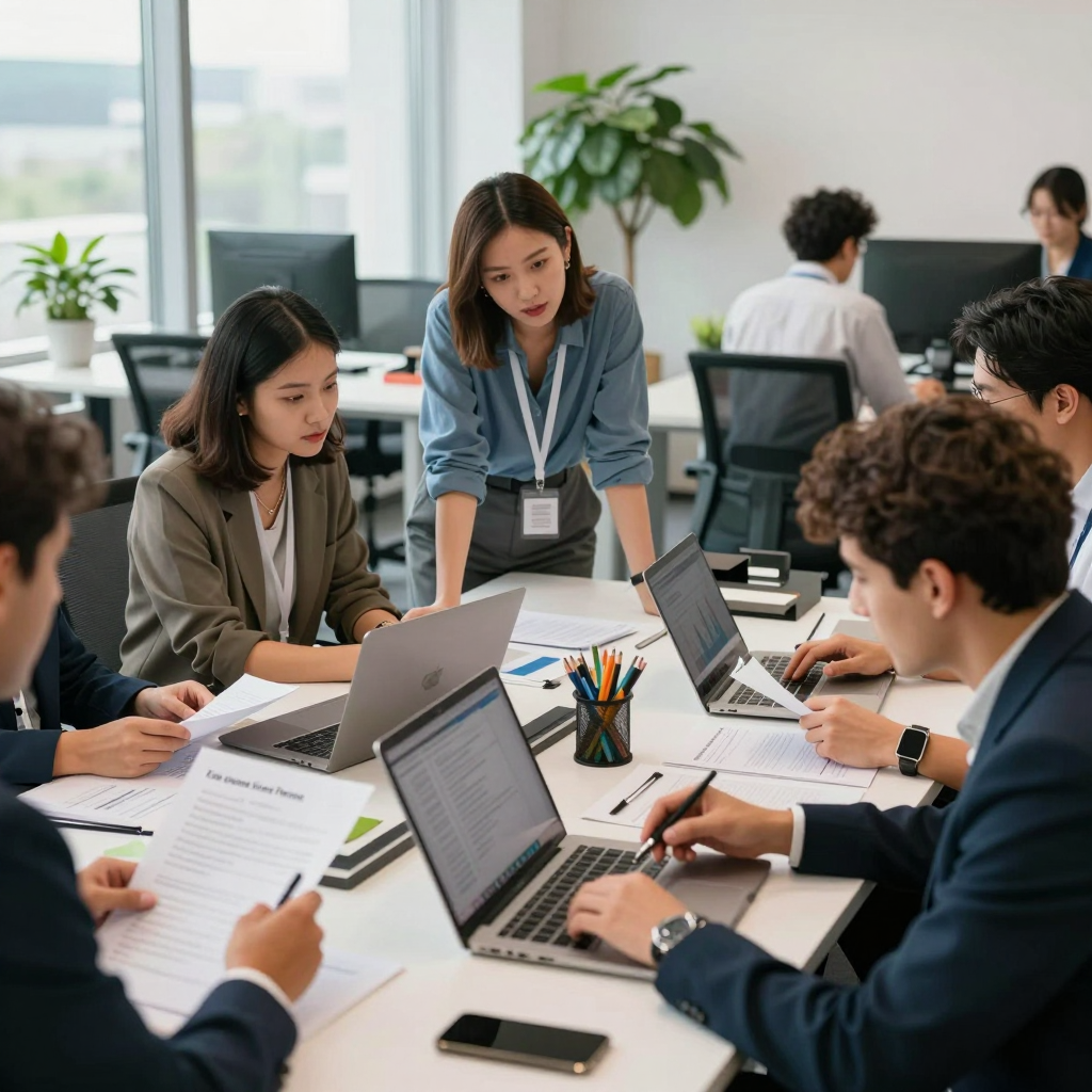 A diverse group of cultural project leaders strategizing at a round table in a modern workspace, actively planning how to secure multiple streams of cultural funding in 2026.